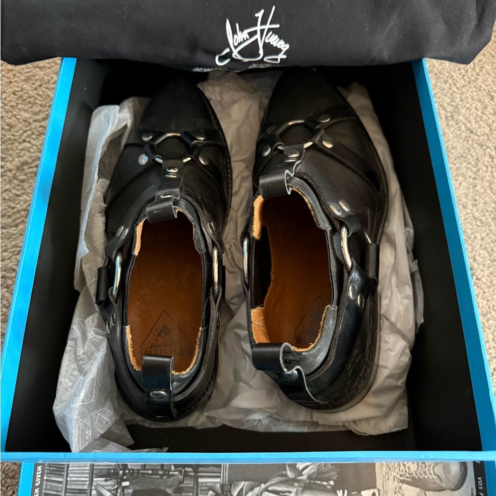 John Fluevog Black Leather Oxfords unisex